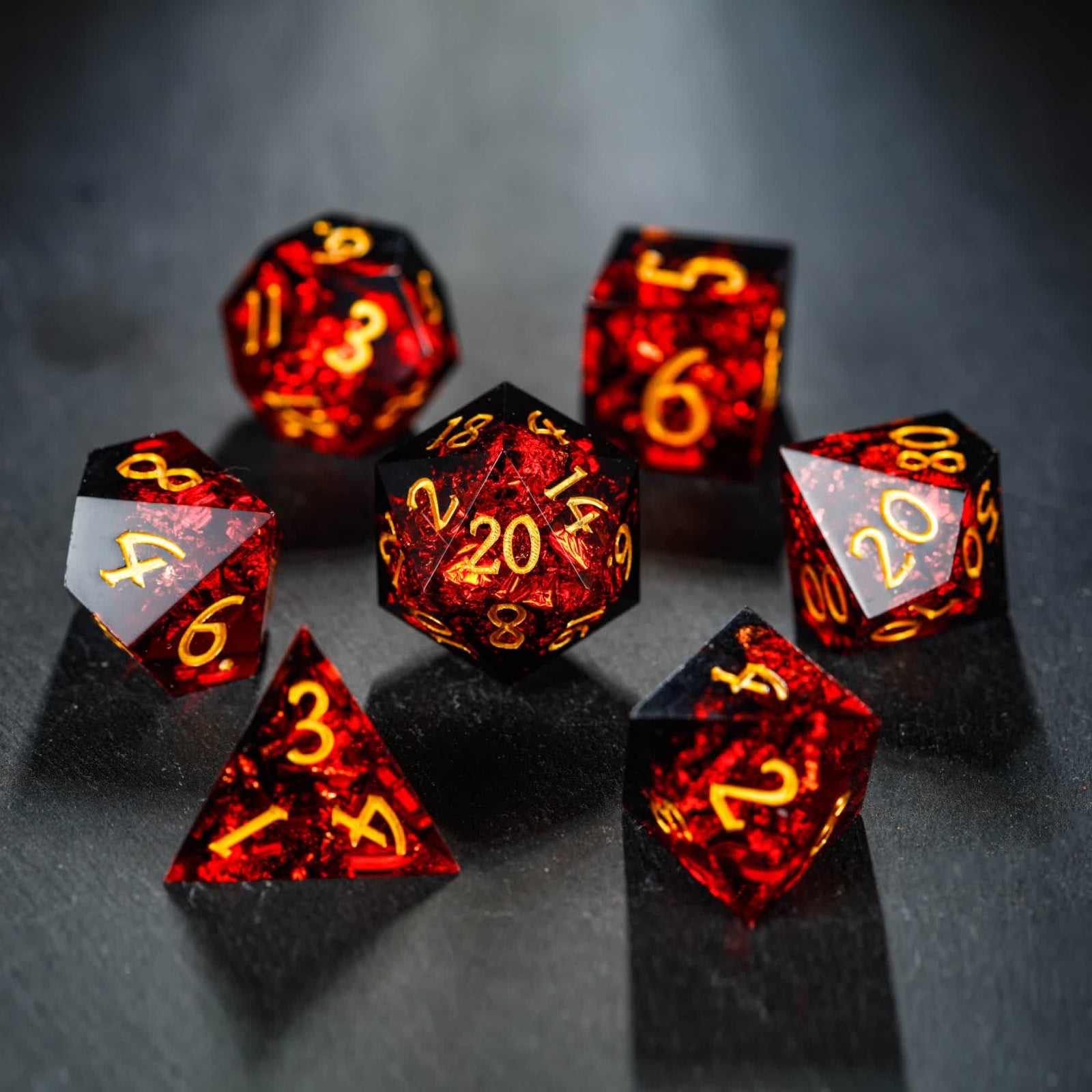 Dungeons and Dragons black and red dice