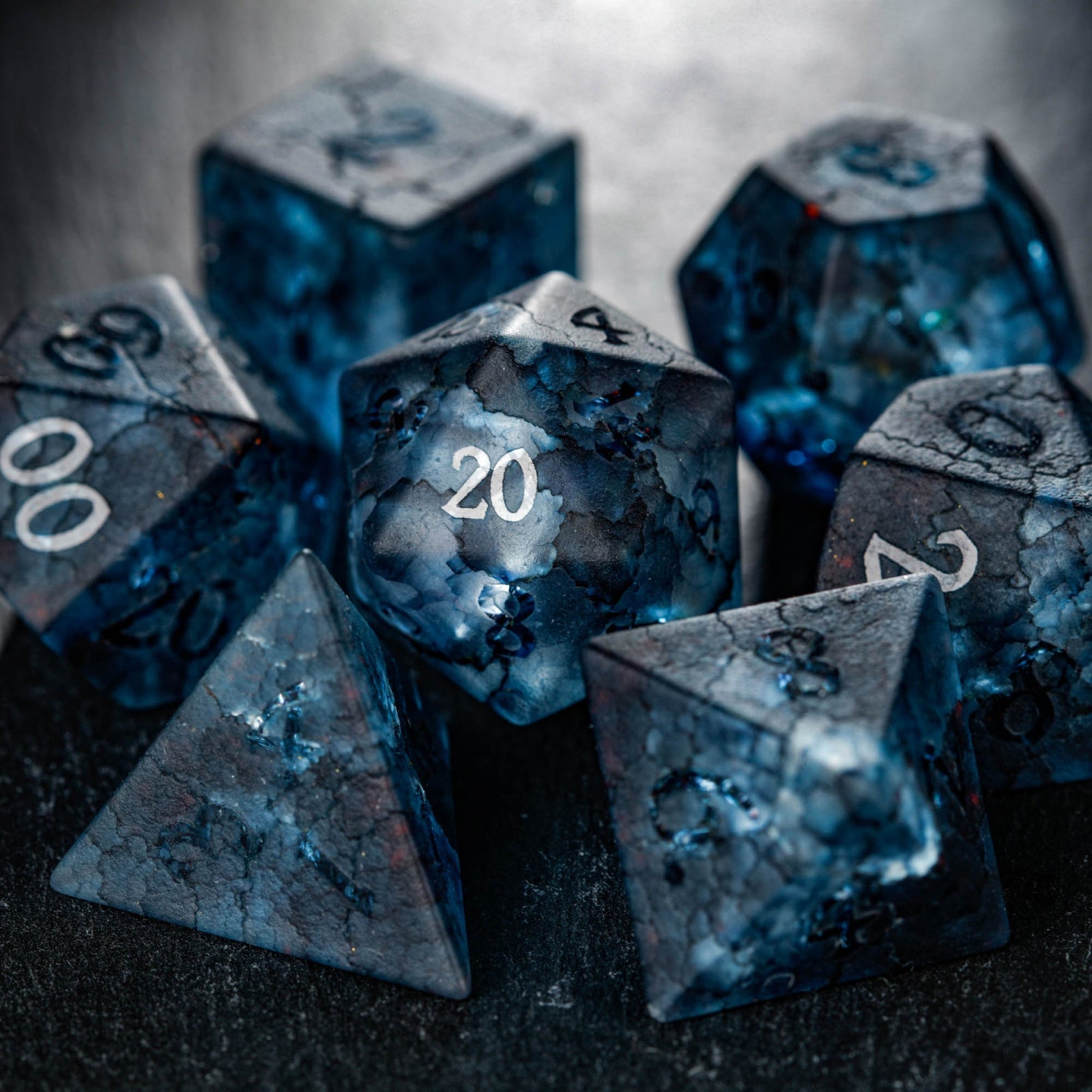 Beautifully Crafted Dark Blue Lightning Game Dice