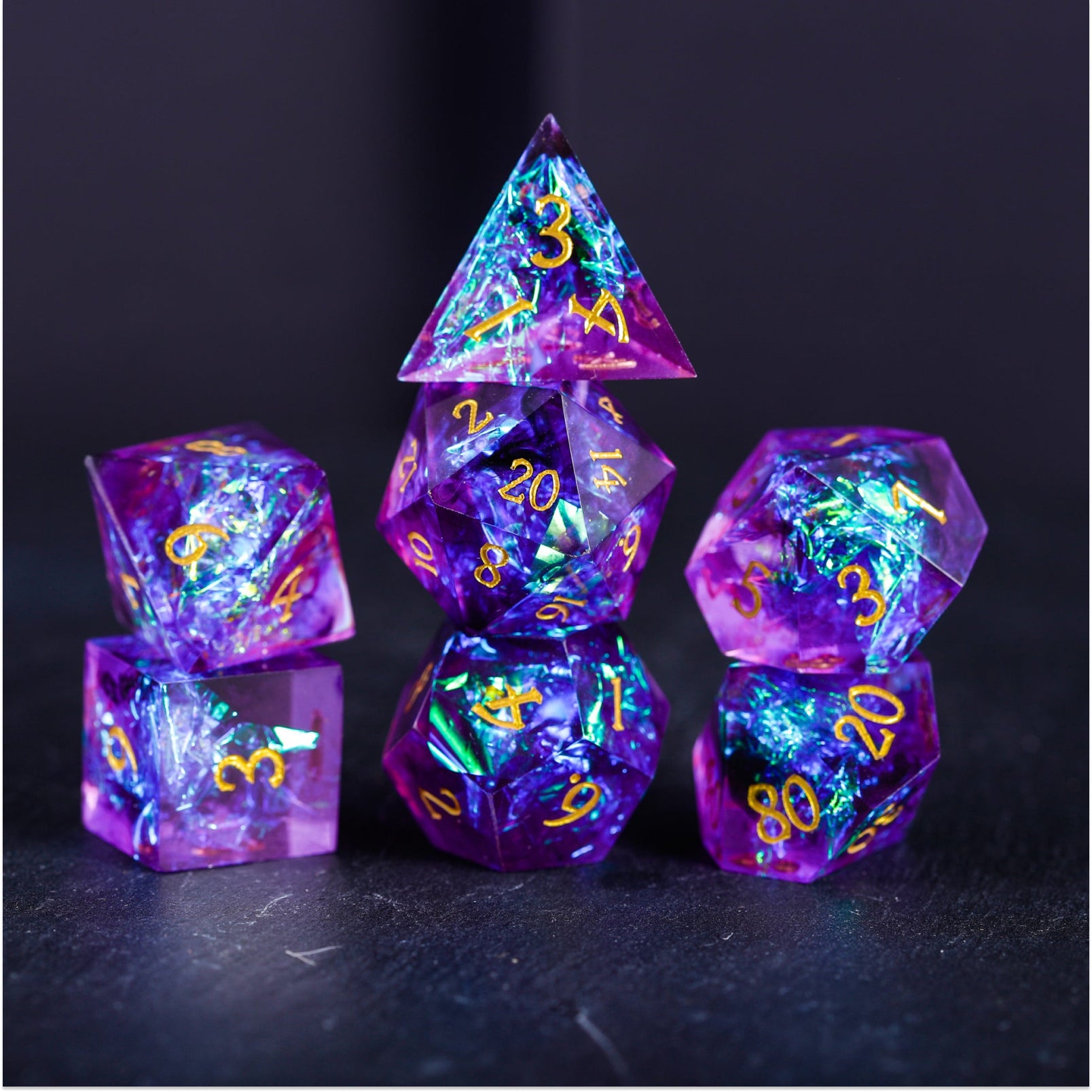 Unique Purple Glitter Tabletop Gaming DnD Dice