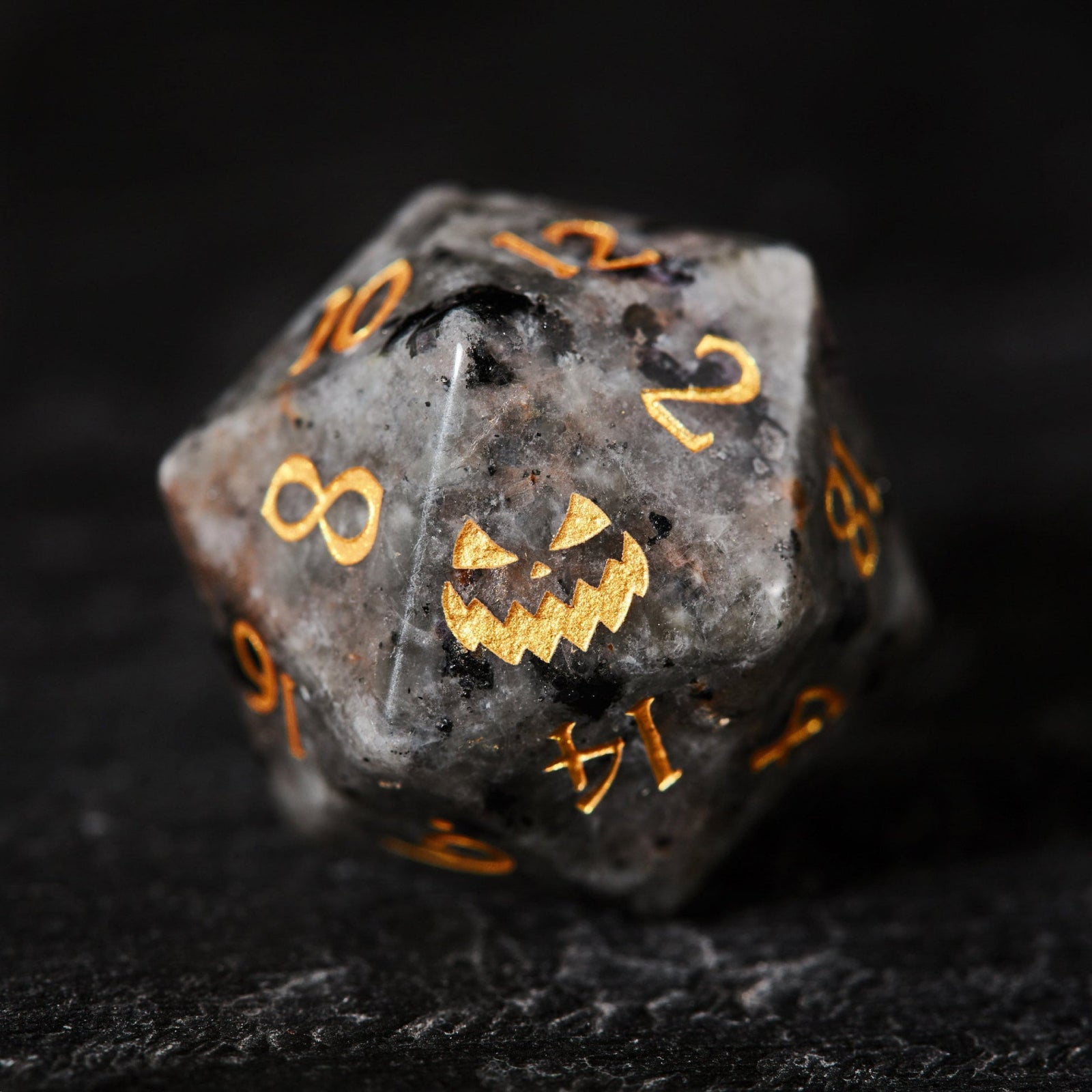 Yooperlite Stone Halloween Pumpkin DnD D&D Dice Set