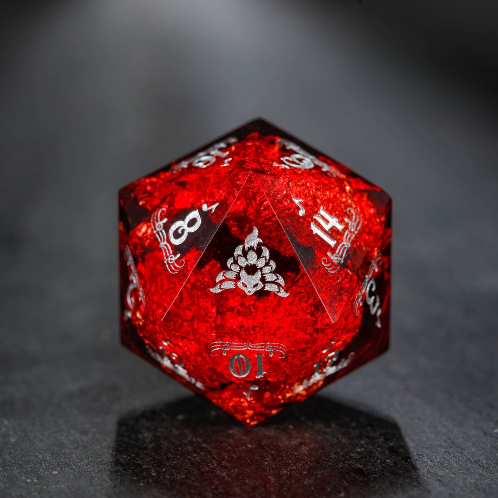 Black Red Nine Tail Fox DnD D&D Dice